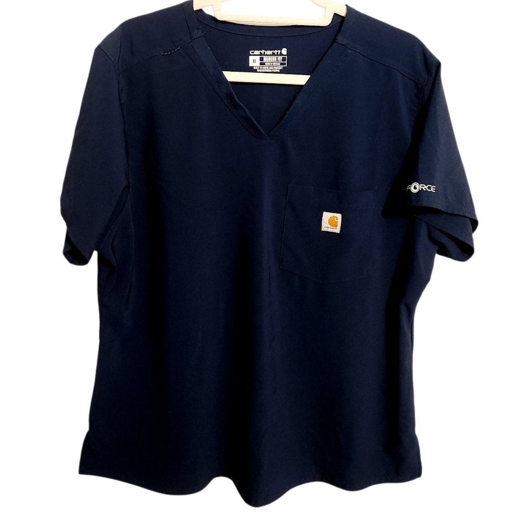 Carhartt | Women's Navy Blue V-Neck Modern Fit Scrubs Top Or Shirt (Size XL)